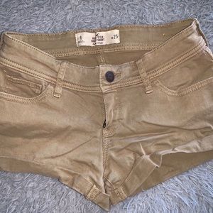 Tan shorts from Hollister. Low rise.